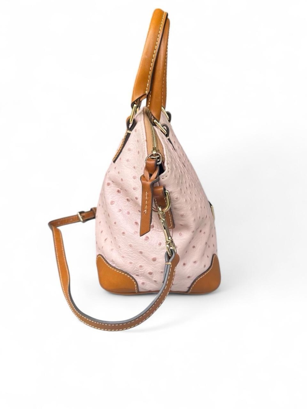Dooney & Bourke Vintage Y2K Pink Ostrich Embossed Leather Satchel Crossbody - Picture 4 of 8
